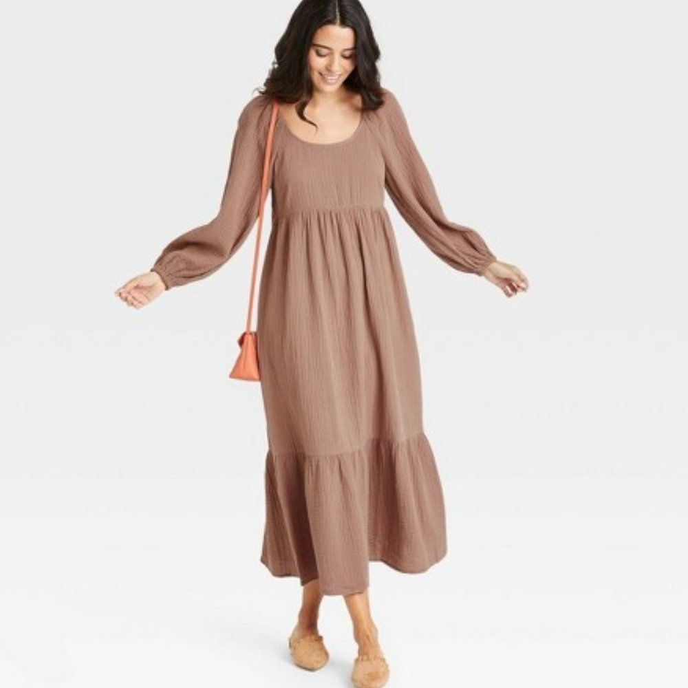 Universal Thread Balloon Long Sleeve Dress‚ Brown